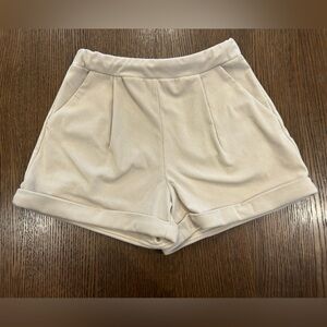 Sage Cream Ribbed High-Waist Shorts